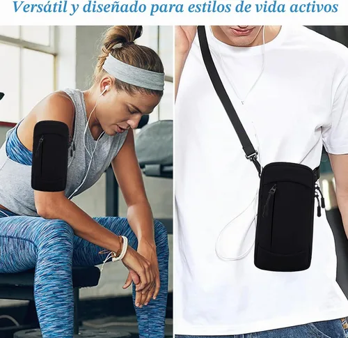 Vista 2 de Soporte para teléfono celular con banda para el brazo, bolsa cruzada 2 en 1