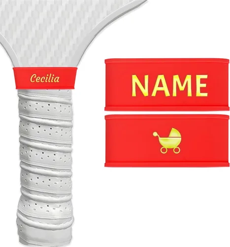 Vista 11 de 2 bandas de nombre personalizadas de paleta de pickleball, accesorios personalizados de paleta de pickleball para cinta de agarre seguro, bandas
