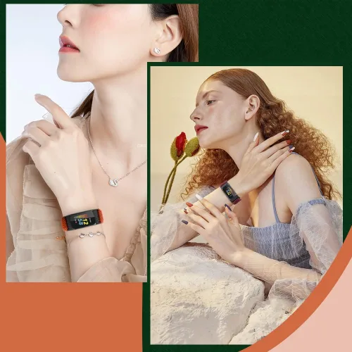 Vista 6 de enkic Bandas elásticas de nailon compatibles con Fitbit Charge 5, paquete de 4 correas elásticas suaves y ajustables, transpirables, correa