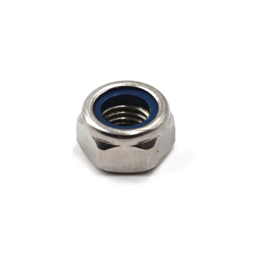 Vista 3 de Tuerca de bloqueo hexagonal métrica de acero inoxidable 304 M3 Inserto de nailon, paquete de 50