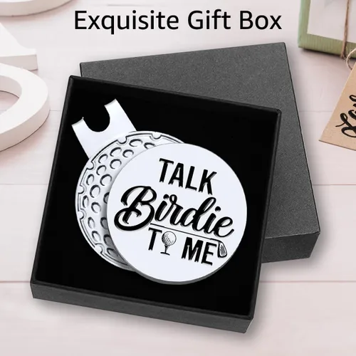Vista 3 de Hafhue Marcador de pelota de golf Talk Birdie to Me con clip magnético para sombrero, accesorios de golf divertidos y regalos de golf para hombres
