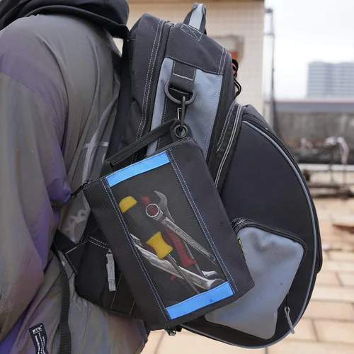 Vista 8 de MELOTOUGH Bolsa de sujetadores pequeña con cremallera, bolsa de herramientas de lona con cremallera, bolsa de utilidad con ventana de malla