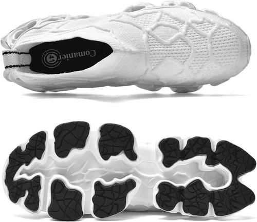 Vista 2 de Poramea Mocasines sin cordones para hombre zapatos de tenis para caminar sin cordones para correr de malla para correr estilo casual atlético Negro