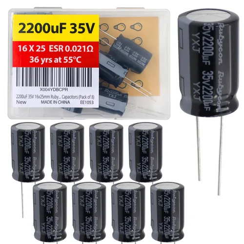 Vista 24 de 100uF 50V 8X11.5mm Rubycon Electrolytic Capacitor Low ESR 0.17Ω Long Life 36yrs at 55 Degree C mfd mircofarad Micro Farad C Radial Lead Aluminum