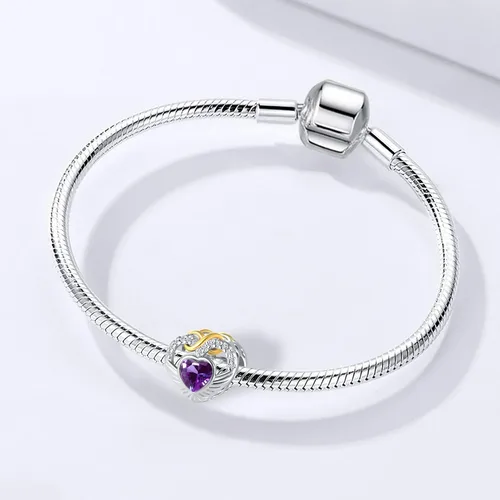 Vista 4 de QeenseKc Ene-Dic - Dijes de alas angulares con forma de corazón infinito y corazón calado para pulsera Pandora, Cristal Diamante de imitación