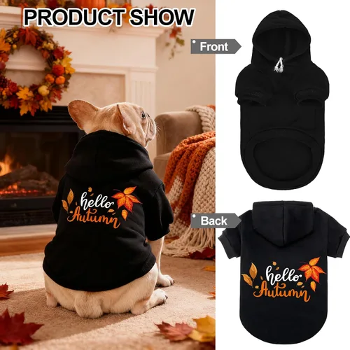 Vista 4 de EXPAWLORER Sudadera con capucha para otoño de perro - Suéteres suaves y cálidos para perros, ropa para mascotas, abrigo de otoño e invierno