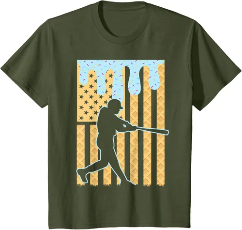 Vista 10 de Camiseta de béisbol Drip Boys Dripping Ice Cream Baseball American Flag, Negro -, Pequeña