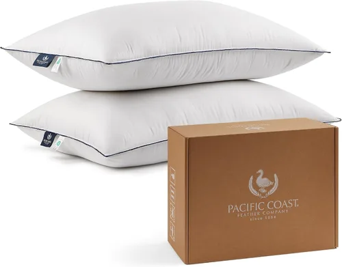 Vista 10 de Almohada de cama Pacific Coast, Colección Hotel de plumas de ganso y plumón para dormir, diseño de 3 cámaras, soporte medio, tamaño estándar