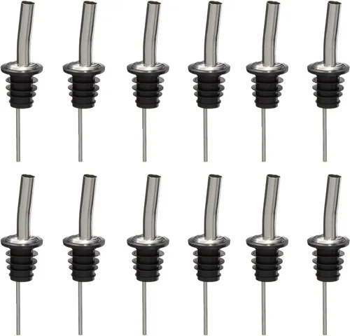Vista 6 de Soro Essentials - Juego de 12 vertedores de botellas de licor cónicos de acero inoxidable - Vertedores de botellas de flujo medio para barra