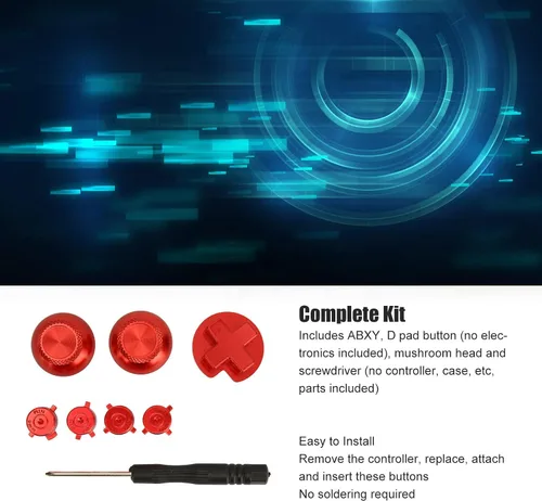Vista 7 de Botones metálicos para controlador de juego, para Switch Pro Controller D Pad ABXY aleación de aluminio botones de reparación botones de repuesto
