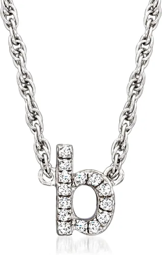 Vista 8 de Ross-Simons Diamond-Accented Lowercase Mini Initial Necklace in Sterling Silver