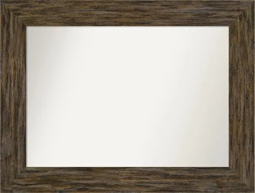 Vista 84 de Amanti Art Espejo personalizado, espejo de baño marrón Fencepost, espejo de pared o espejo de tocador de baño sobre el fregadero (27 x 27 pulgadas)