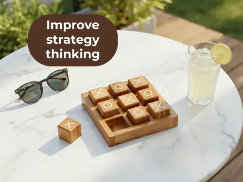 Vista 6 de BSIRI Bloques XO de madera (L) Juegos de mesa de Tic Tac Toe - Ideal para juegos de niños, juegos familiares y noches de juegos para adultos