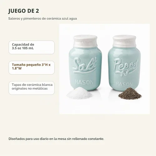 Vista 2 de Comfify - Salero y pimentero, diseño clásico de tarro, adorable jarro decorativo de estilo clásico, rústico, chic, hechos en cerámica resistente