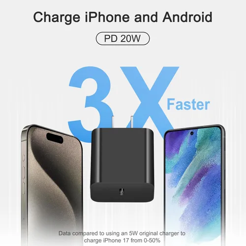 Vista 2 de Cargador de carga rápida para iPhone 17, 16, 15, paquete de 3 cargadores USB C, cable Lightning de 6 pies y cable USB C tipo C para iPhone 17/17