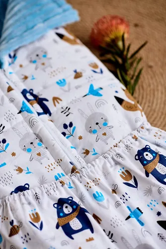 Vista 2 de Baby Sleep Sack Newborn Envelope Minky plush Sleeping Bag Baby Shower Gift Cotton Blue Blanket Stroller Footmuff with Forest Animals