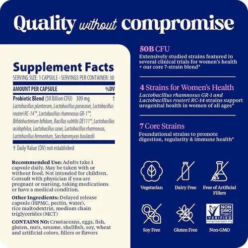 Vista 5 de Enzymedica SubCulture - Probióticos para mujeres, 50 mil millones de UFC, para la salud vaginal y urinaria, apoyo inmune y digestivo, 30 cápsulas