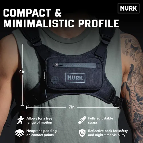 Vista 3 de MVRK Mochila de pecho resistente al agua - Chaleco para correr para entrenamientos, soporte para teléfono para correr, almacenamiento adicional