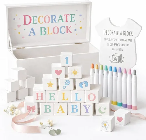 Vista 9 de Nolia Juego de plantillas para bloques de baby shower, 100 plantillas reutilizables de letras, números e iconos para decorar bloques de madera