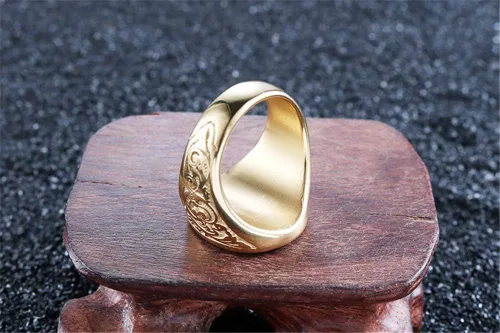 Vista 6 de IFUAQZ Anillos de acero inoxidable bañados en oro masónico masón para hombre, joyería clásica de Master Mason, Metal, Sin piedras preciosas