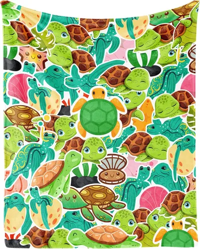 Vista 20 de Manta de tortuga marina, suave, mullida y cálida, manta pequeña de 30 x 40 pulgadas para sofá, oficina, bonita manta rosa para niños