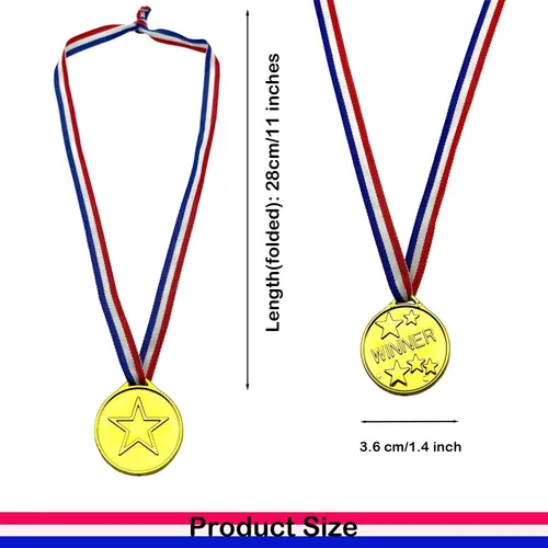 Vista 3 de 50 medallas de oro de plástico ganador de medallas de premio para niños deportes escolares, competiciones de fútbol, juegos, espectáculo