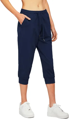 Vista 2 de STELLE - Pantalones capri para mujer de algodón con cordón cómodo con bolsillos