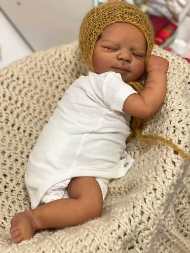 Vista 2 de Zero Pam Muñecas Reborn Negras de Bebé de Silicona Cuerpo Completo de 18 Pulgadas, Niño Anatómicamente Correcto, Muñeca de Bebé Completa