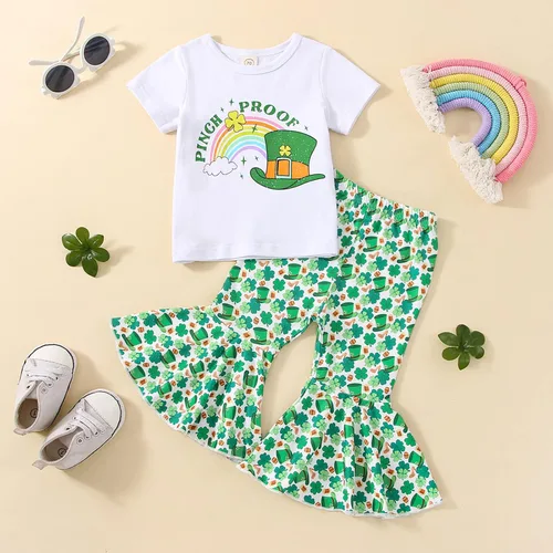 Vista 52 de Eadrioss Ropa para bebé niña pequeña, traje de campana de manga corta, camisa de flores para niños, pantalones florales acampanados, ropa de verano