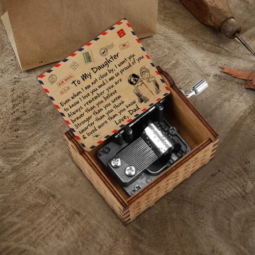 Vista 4 de Kenon To My Daughter - Caja de música vintage con sobre grabado, regalo perfecto para cumpleaños de Navidad de parte de papá