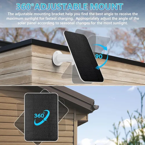 Vista 4 de Arlo - Cargador de panel solar compatible con cámara Arlo Pro 3/4/5S/Ultra/Ultra 2/Go 2, cargador de panel solar de 5 V 4 W con cable de 10 pies/3M