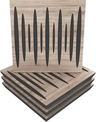 Vista 8 de Paquete de 4 paneles acústicos difusos para absorción de sonido «Pulsar» 19.7 x 19.7 x 2.1 pulgadas Absorción - Difusión - Reflexión Negro