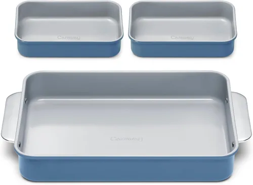 Vista 50 de Caraway Molde rectangular pequeño antiadherente de 9" x 6.5", no tóxico, sin PTFE ni PFOA, núcleo de acero aluminizado, bandeja para hornear
