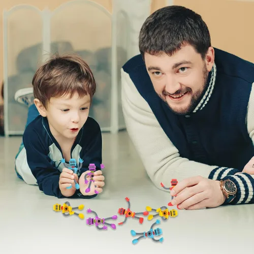 Vista 6 de ArtCreativity Figuras de robot flexibles, juego de 12 figuras flexibles para hombres, recuerdos de fiesta de cumpleaños para niños y niñas, juguetes