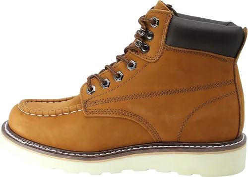 Vista 4 de CACTUS 3611M - Botas de trabajo de piel nobuck de 6 pulgadas con cuello acolchado y plantilla de esponja, cómodas, ligeras, construcción Goodyear