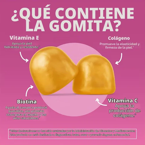 Vista 6 de Gomitas de colágeno con biotina para cabello, piel y uñas, limón, 30
