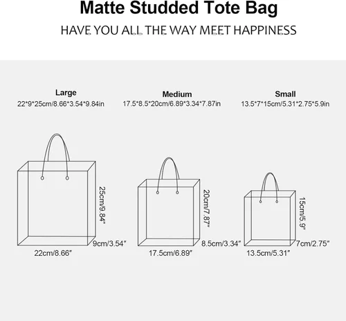 Vista 6 de ZSMSTW 5 bolsas de regalo de PVC transparente con asas, bolsas de plástico reutilizables para regalos de boda, fiesta de cumpleaños, bolsas de Matcha