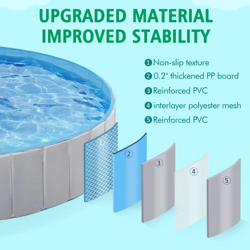 Vista 6 de Yaheetech Piscina plegable para perros de plástico duro, piscina portátil para mascotas, piscina para perros pequeños, medianos y grandes, 79 x 12