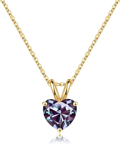 Vista 11 de SMILEST Dainty Heart Birthstone Necklace for Women, 925 Sterling Silver 01-enero-granate rojo