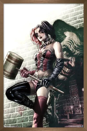 Vista 15 de Trends International DC Comics - Póster de pared de Harley Quinn, 14.725 x 22.375 pulgadas, versión enmarcada de madera de granero