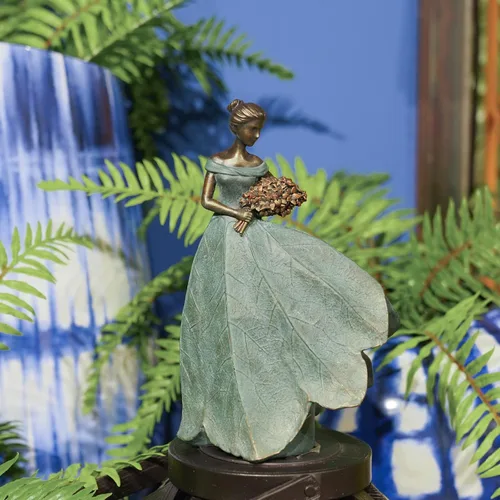 Vista 4 de Guichifun Leaf Angel - Decoración para el hogar de resina para niñas, 8 pulgadas