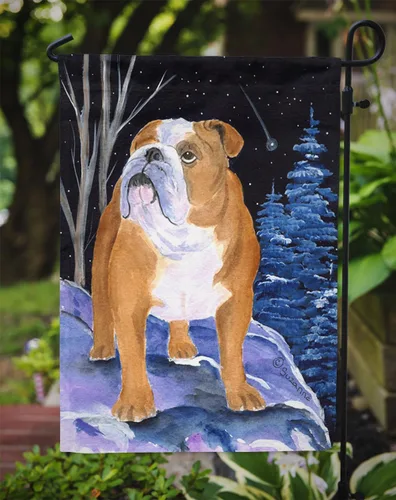 Vista 3 de Caroline's Treasures SS8405GF Bandera de jardín con diseño de bulldog inglés de noche estrellada para buzón, bandera decorativa para patio exterior