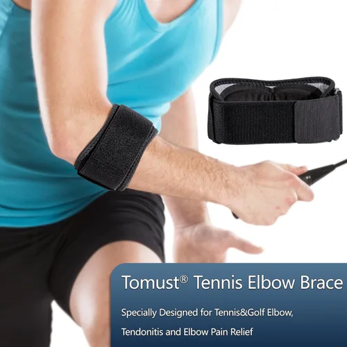Vista 3 de Codera de tenis con almohadilla de gel y soporte ajustable para antebrazo, talla S - M Correa para el codo; cojín de gel; soporte de compresión