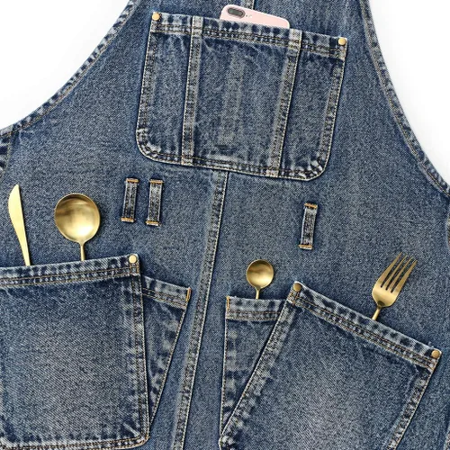 Vista 5 de Jeanerlor Delantal de trabajo para mujer y hombre ajustable S-XXL (azul oscuro)