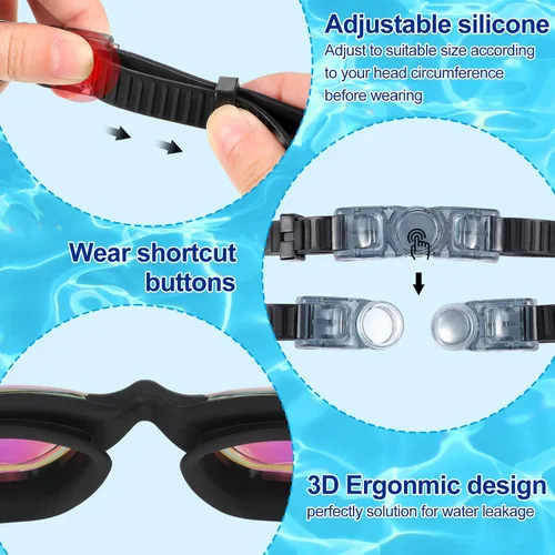 Vista 5 de Flutesan 12 gafas de natación para adultos, para hombres, mujeres, jóvenes, sin fugas, protección completa contra los rayos UV