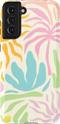 Vista 4 de Casely Funda para Galaxy S21 Here Comes The Sun Colorblock Sunset Diseño protector delgado esencial de doble capa Aquí viene el sol