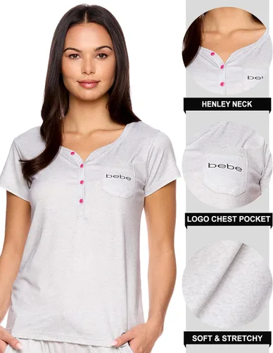 Vista 2 de bebe Conjunto de pijama para mujer, camisa de manga corta con pantalones de encaje para mujer