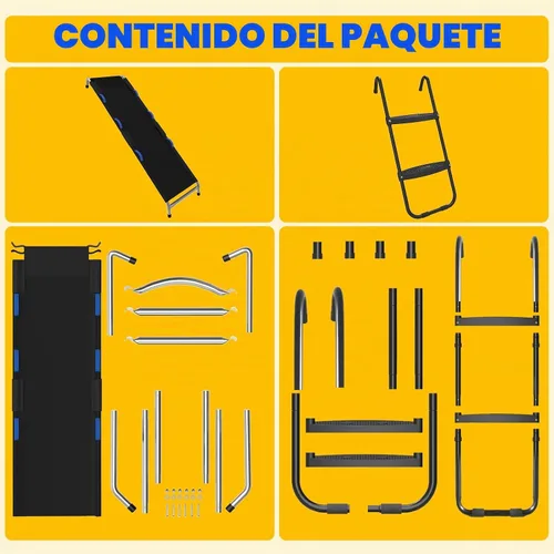 Vista 9 de Kit de diapositivas de escalera de trampolín, accesorios para trampolín incluyen tobogán y escalera