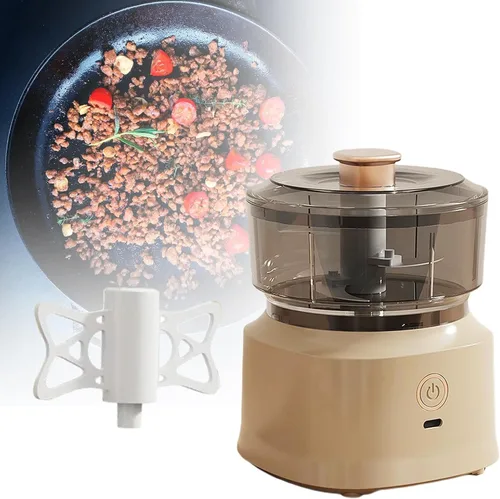 Vista 4 de Mini picadora eléctrica de ajo, licuadora de ajo, 11.8 fl oz, herramientas de cocina automáticas a prueba de salpicaduras, picadora de carne