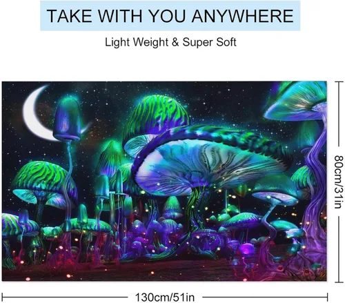 Vista 2 de Toalla de playa de hongos gigantes, temática de fantasía de plantas de bosque natural espacial para campamento/baño/toalla de baño para adultos